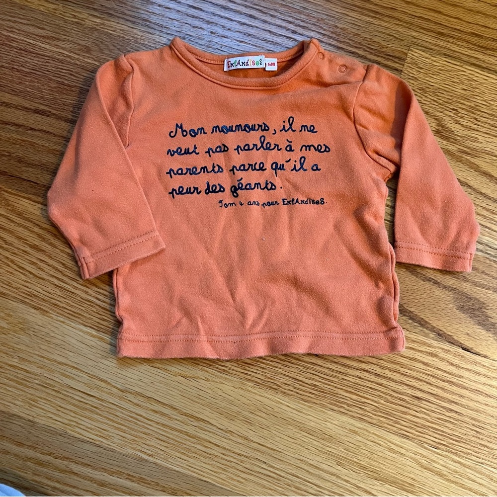 Enfandises French phrase shirt size 6 months